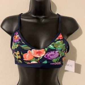 Skye Navy Floral Swimsuit Top, Size M
